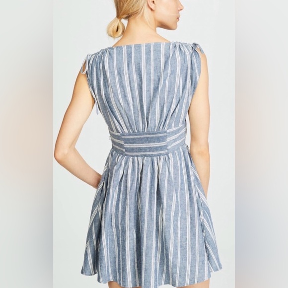 Free People Roll the dice Blue and White Striped Mini Dress - Picture 4 of 12